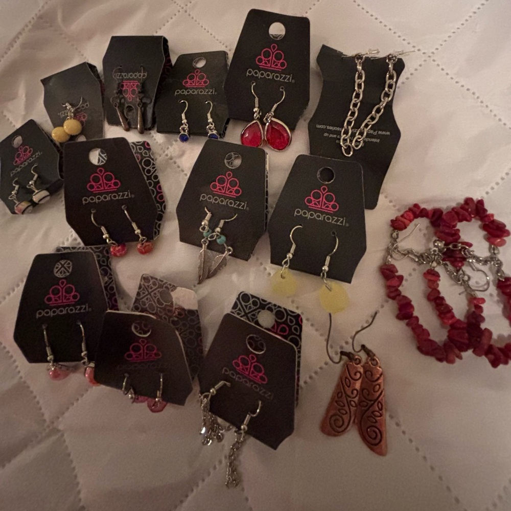 Paparazzi Vibrant Earrings Set - Red, Yellow, Silver